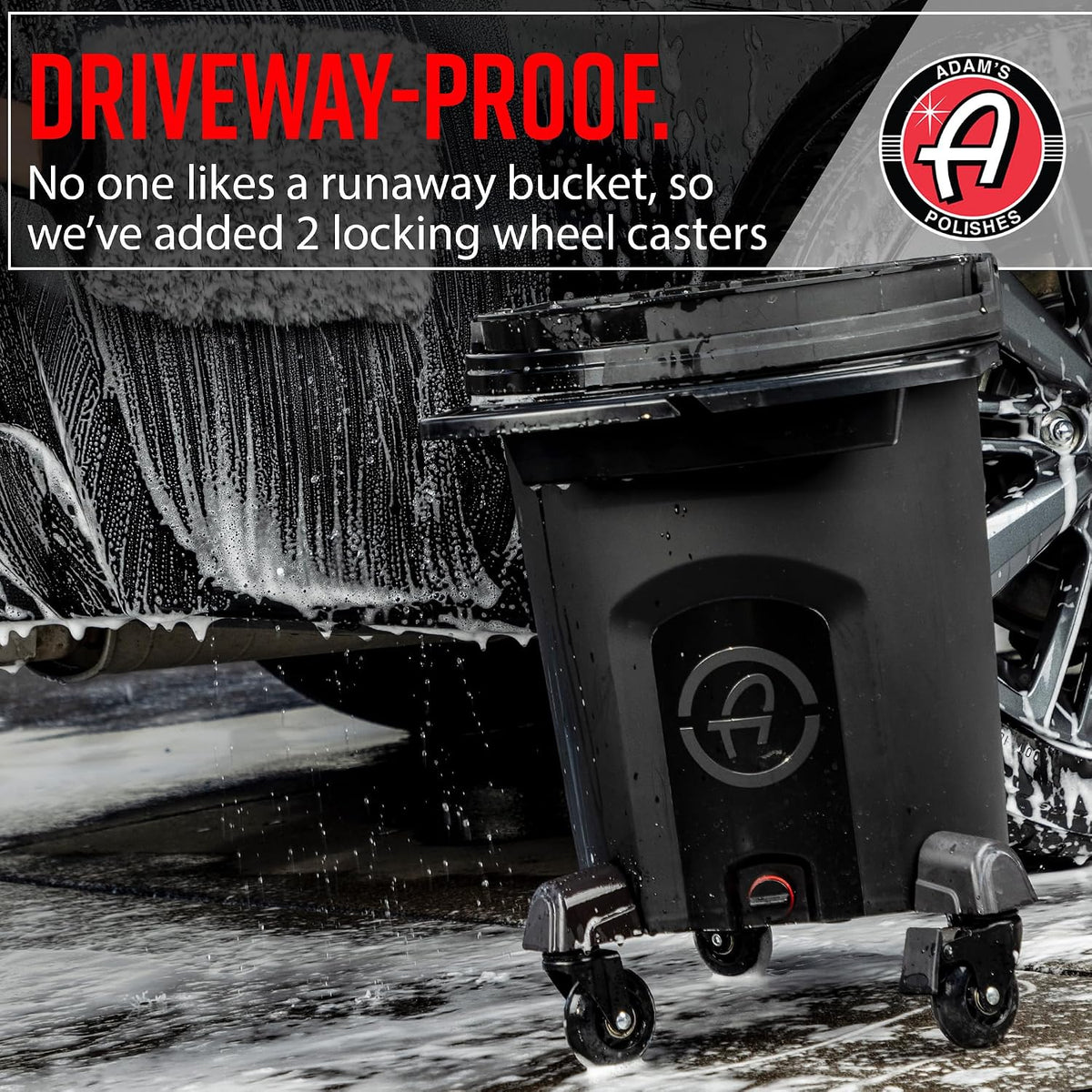 Adam's Polishes  Double Complete Premium Detailing Bucket - Car Wash Bucket with Grit Guard, Seat Pad, Organization Rack, Drain Plug, 2 Locking Wheels | Innovative Detail 5 Gallon Bucket Kit System