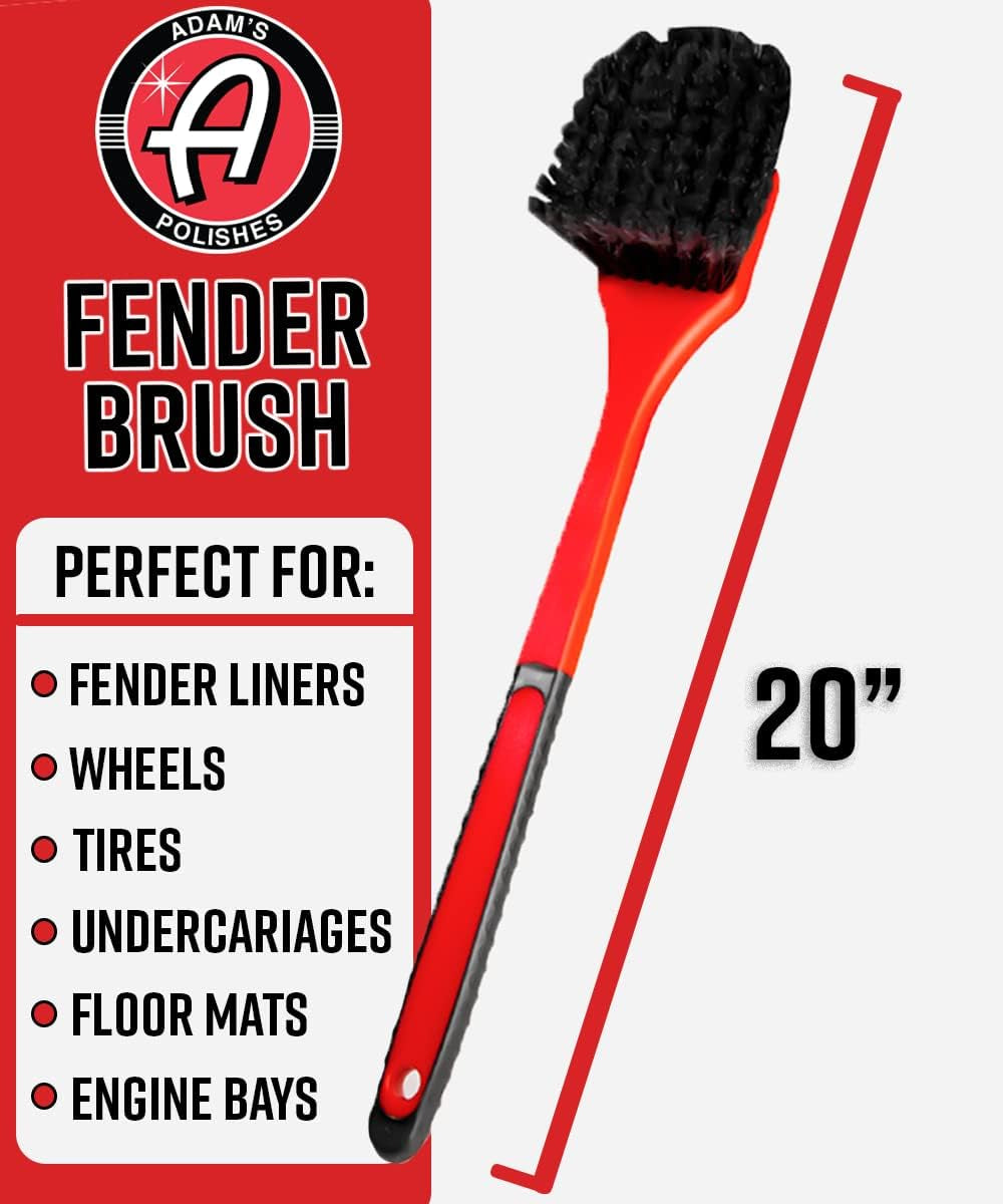 Adam's Polishes - Fender Brush - Rubberized, Professional Long Handle Car Wash Brush