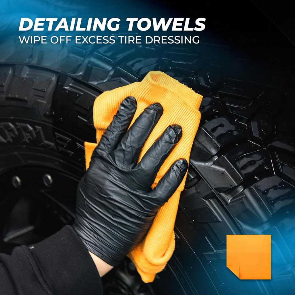 - Complete Wheel & Tire Cleaning Kit - Includes Wheel Cleaner, Exterior Detailing Sprays, Microfiber Towels, Brushes, Applicators - 15 Piece Kit