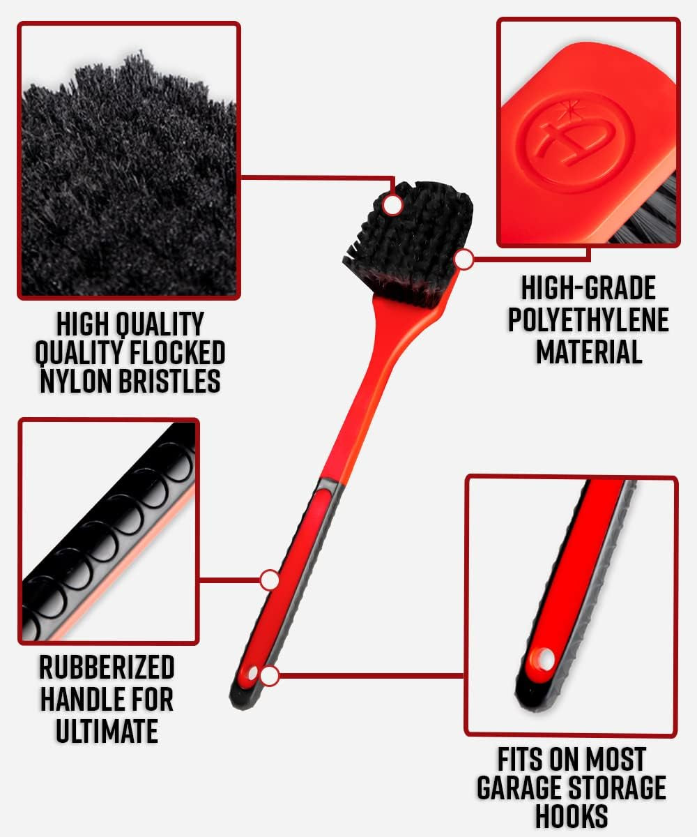 Adam's Polishes - Fender Brush - Rubberized, Professional Long Handle Car Wash Brush