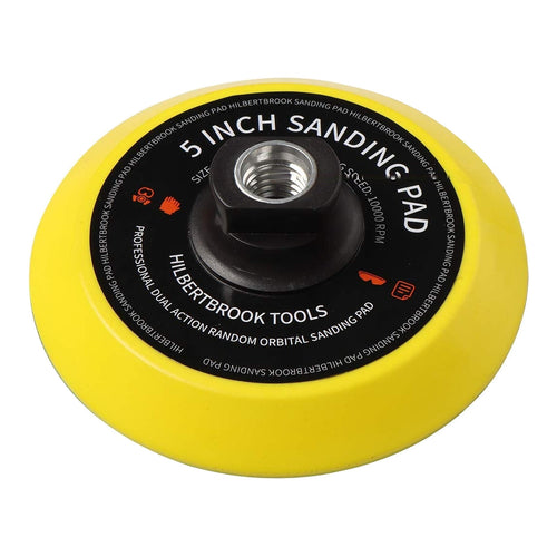 5 in Hook & Loop Backing Plate, 5/8-11 Thread - yellow backing pad on white