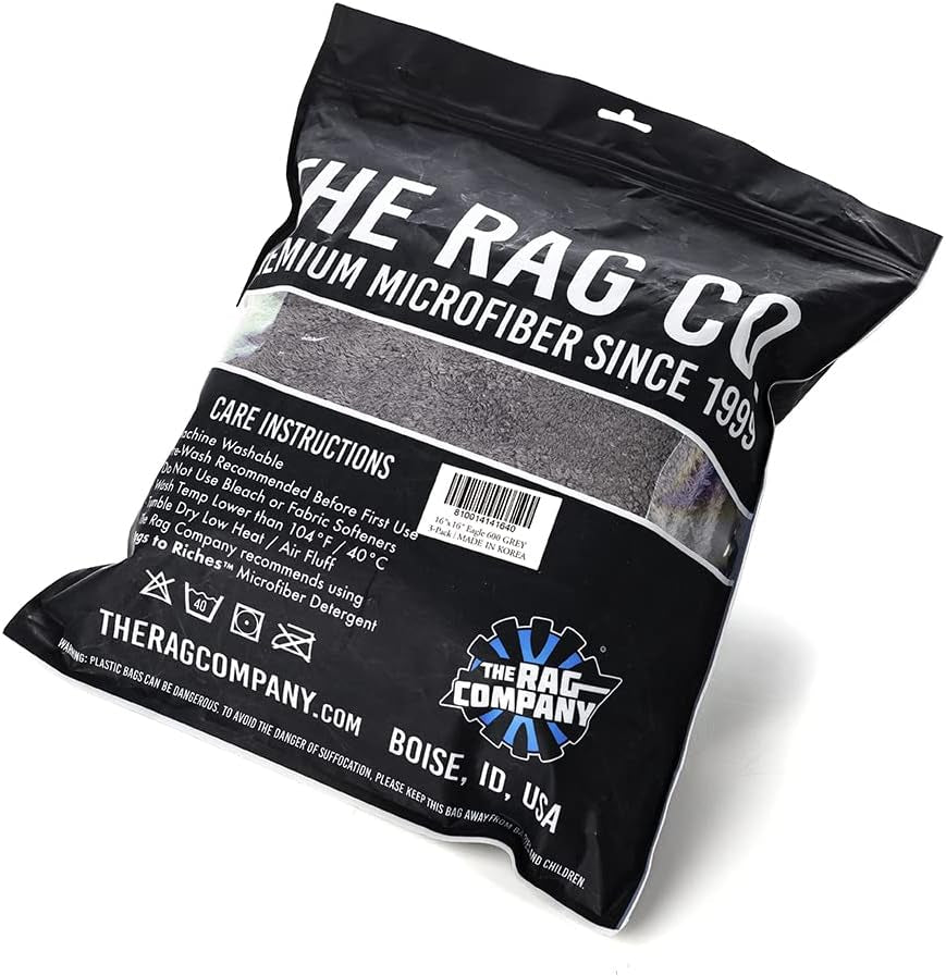 Microfiber Auto Detailing Towels, 16In X 16In, Dark Grey (3-Pack)