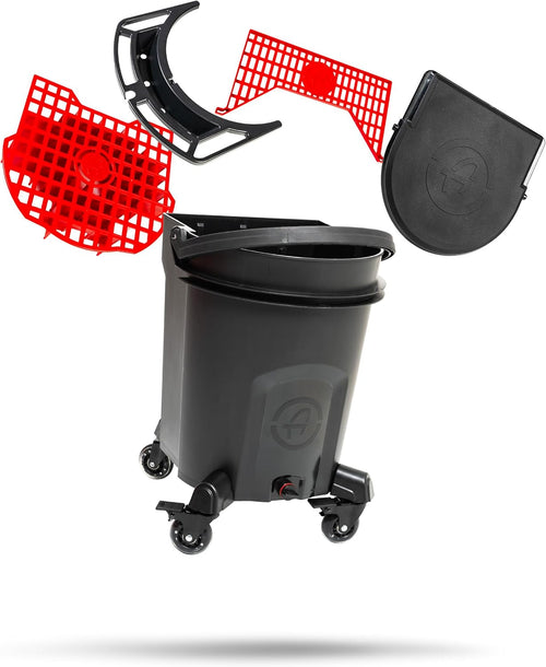 Adam's Polishes - Complete Premium Detailing Bucket - Car Wash Bucket with Grit Guard, Seat Pad, Organization Rack, Drain Plug, 2 Locking Wheels | Innovative Detail 5 Gallon Bucket Kit System