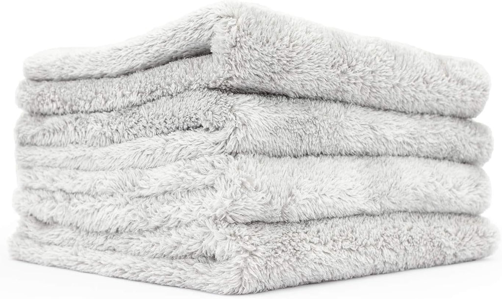 Plush Microfiber Detailing Towels (4-Pack) - Ice Grey