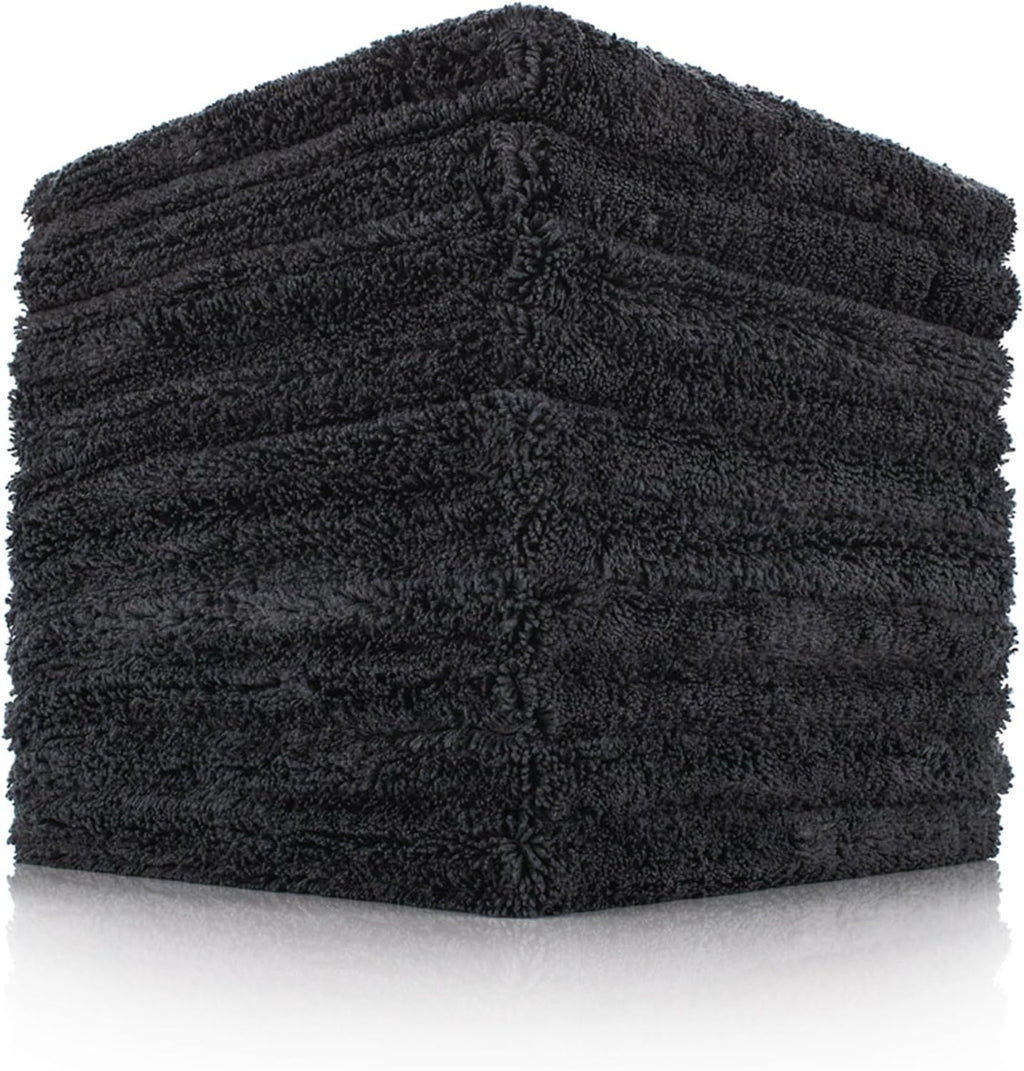  Dual-Pile Plush Microfiber, 16In X 16In, Black, (10 Pack)