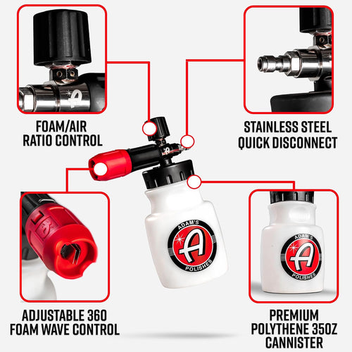 Adam's Polishes - Premium Foam Cannon - Soap Sprayer for Car Wash | Sprayer Cannister for Pressure Washer 1/4" Quick Disconnect