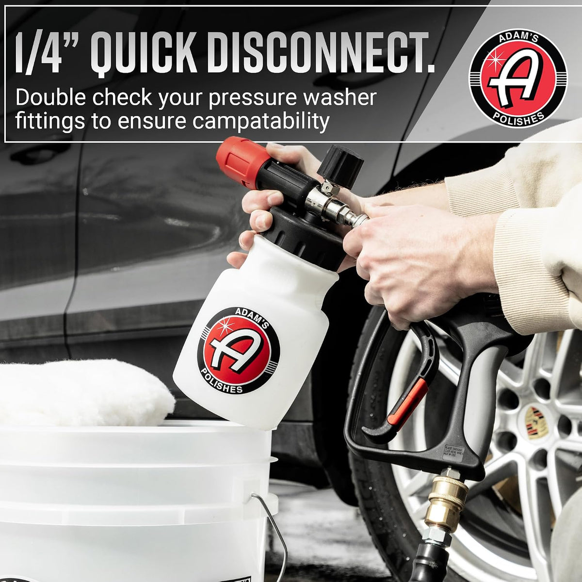 Adam's Polishes - Premium Foam Cannon - Soap Sprayer for Car Wash | Sprayer Cannister for Pressure Washer 1/4" Quick Disconnect