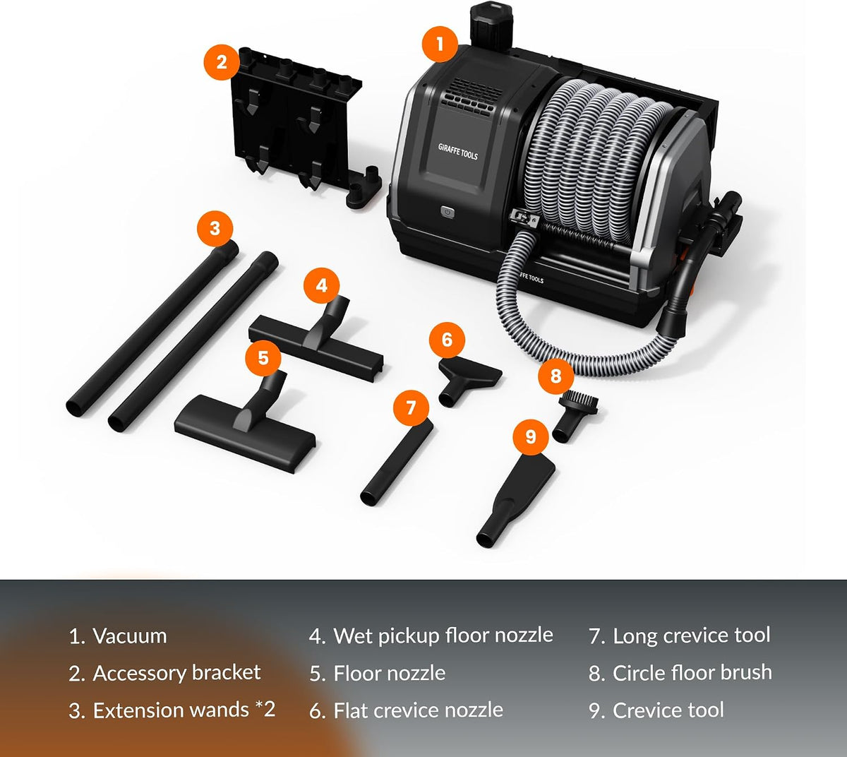 Giraffe Tools - Grandstorm Garage Vacuum Cleaner with Retractable 30FT Hose
