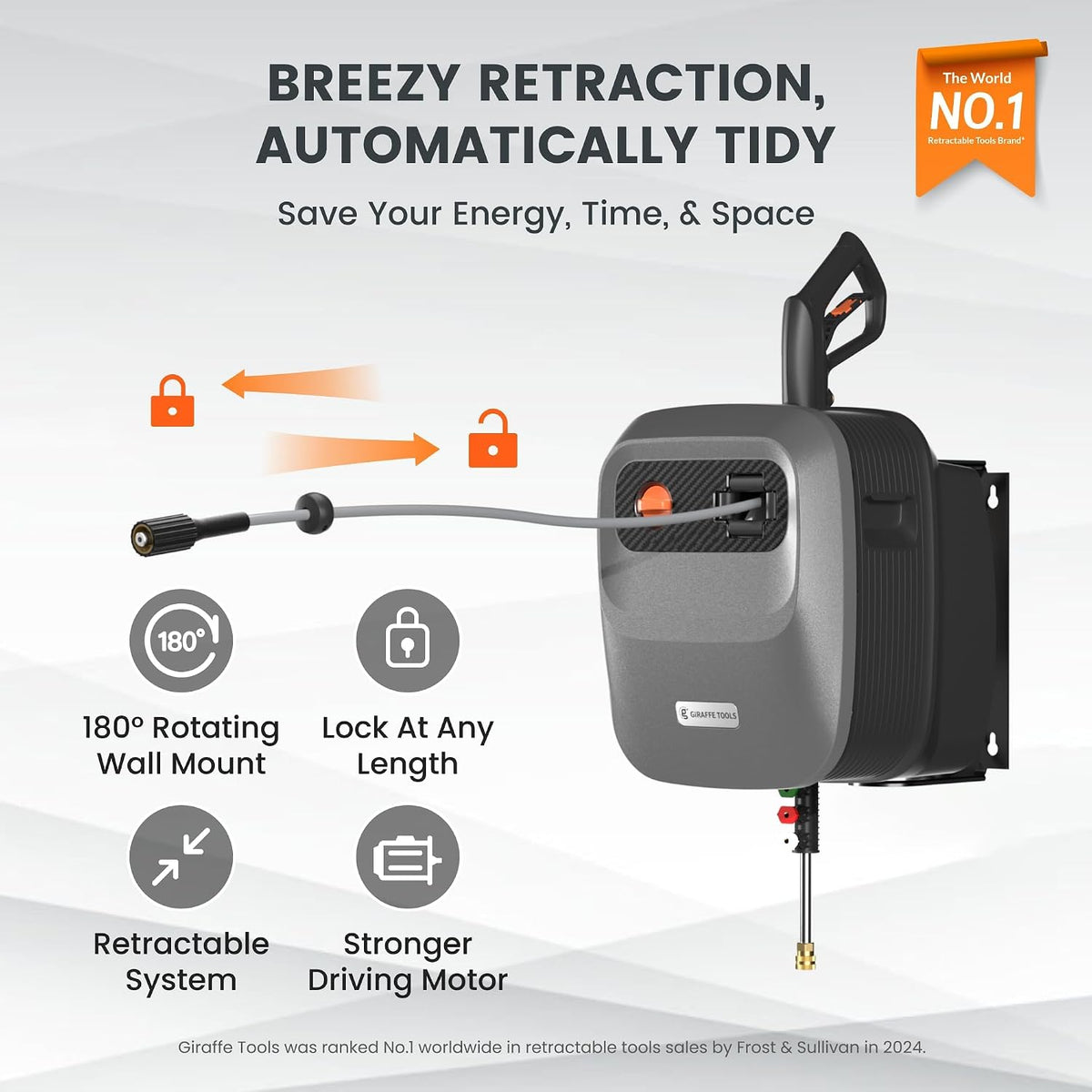 Grandfalls Retractable Wall Mount Pressure Washer G20, 65FT