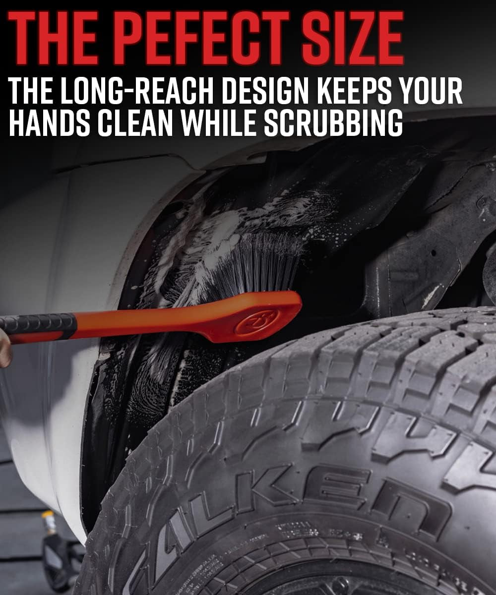 Adam's Polishes - Fender Brush - Rubberized, Professional Long Handle Car Wash Brush