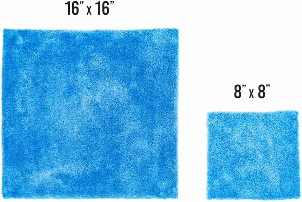 Super Plush Microfiber Detailing Towels, (8In X 8In), Blue, 10-Pack