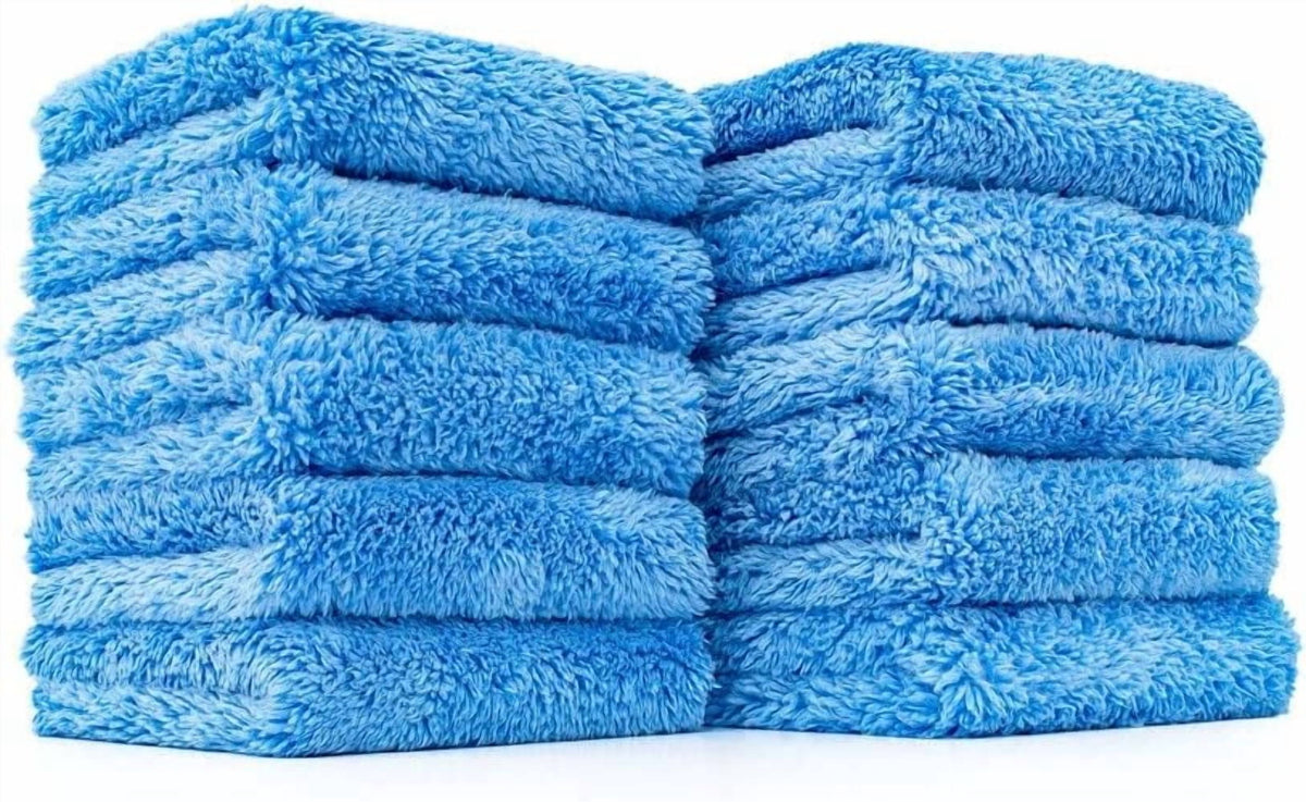 Super Plush Microfiber Detailing Towels, (8In X 8In), Blue, 10-Pack