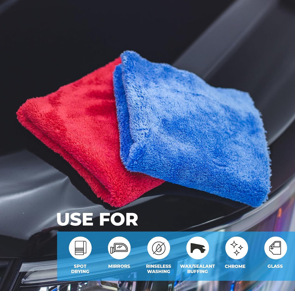 Microfiber Detailing Towels, 16In X 16In, Blue