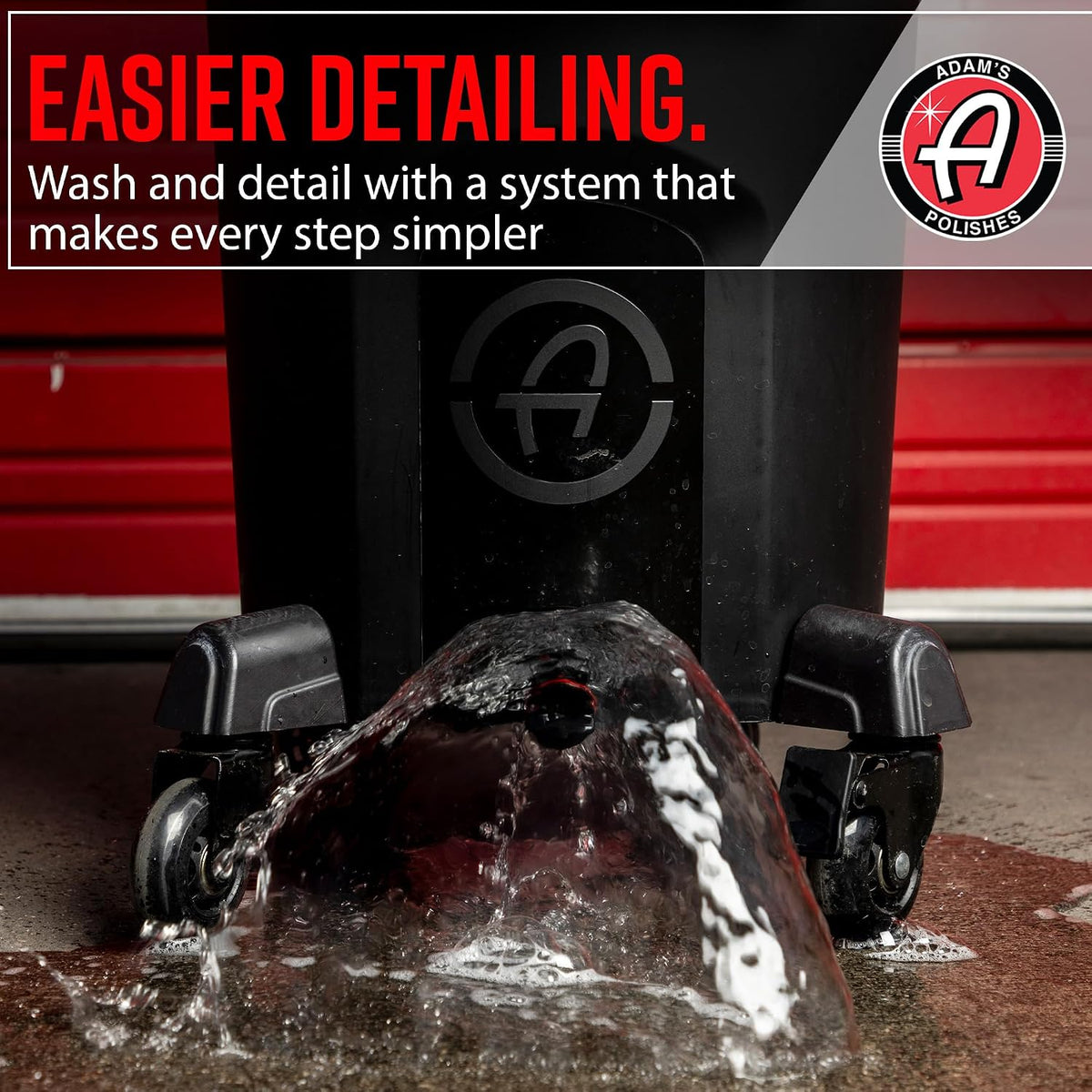 Adam's Polishes  Double Complete Premium Detailing Bucket - Car Wash Bucket with Grit Guard, Seat Pad, Organization Rack, Drain Plug, 2 Locking Wheels | Innovative Detail 5 Gallon Bucket Kit System