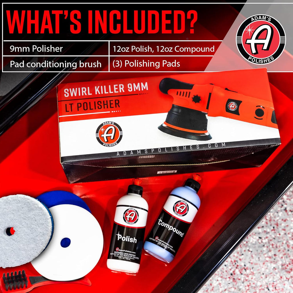 Adam's Polishes - 9Mm Dual Action Car Polisher (Polishing Kit) - Buffer Car Scratch Remover for Car Detailing | Includes Polish, Compound & Pads