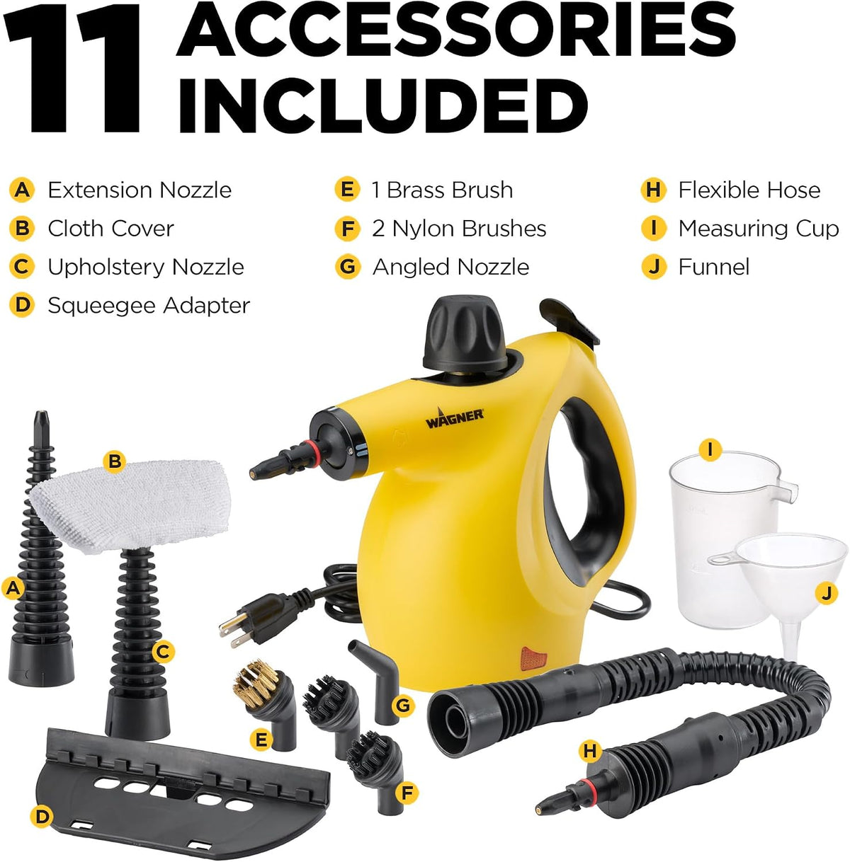 Wagner - 505E Handheld Steam Cleaner with 11 Accessories