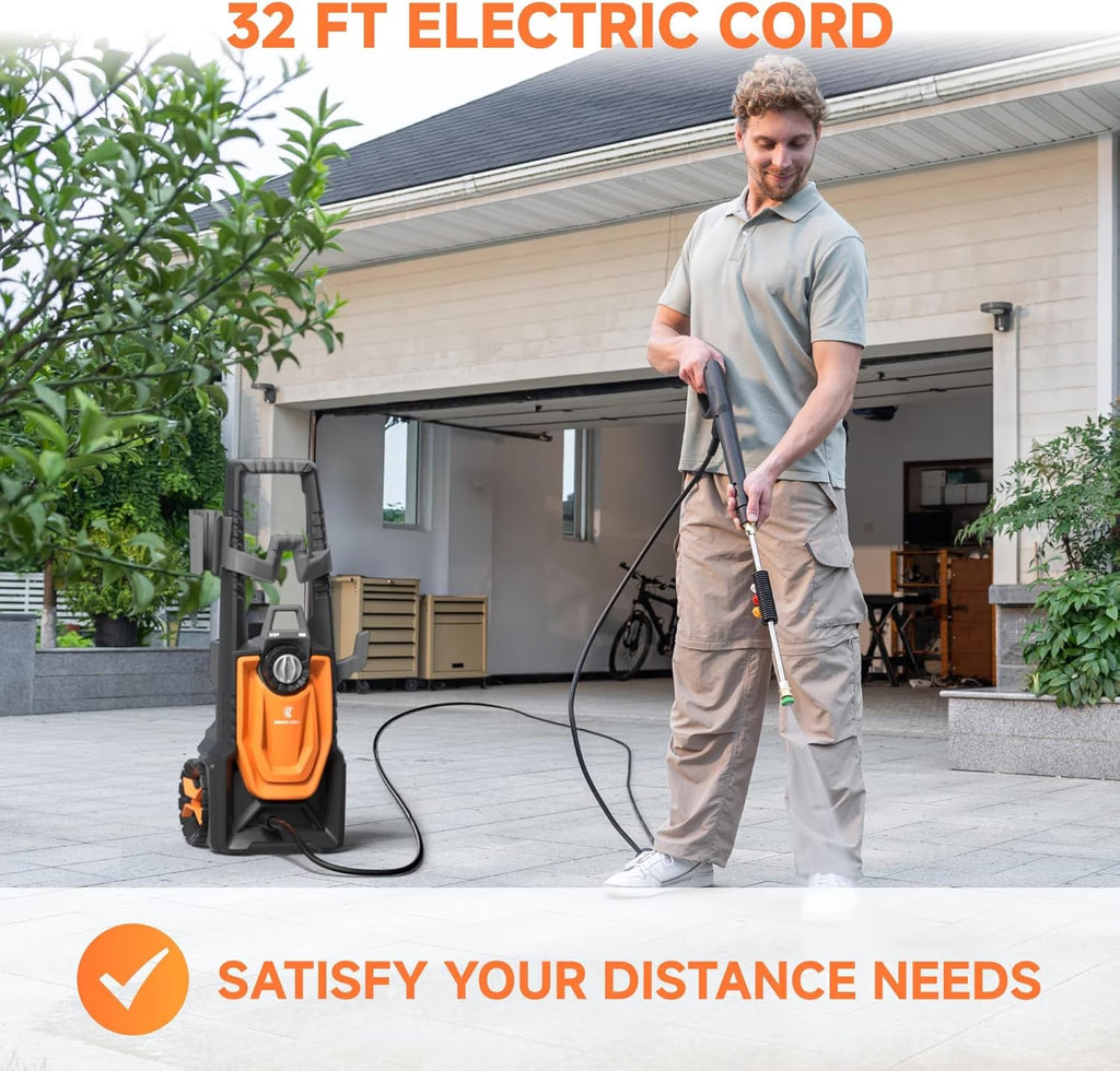 Giraffe Tools - Electric High Pressure Washer, Max 2400 PSI, 2.3 GPM Power Washer Portable, 20+32 Ft