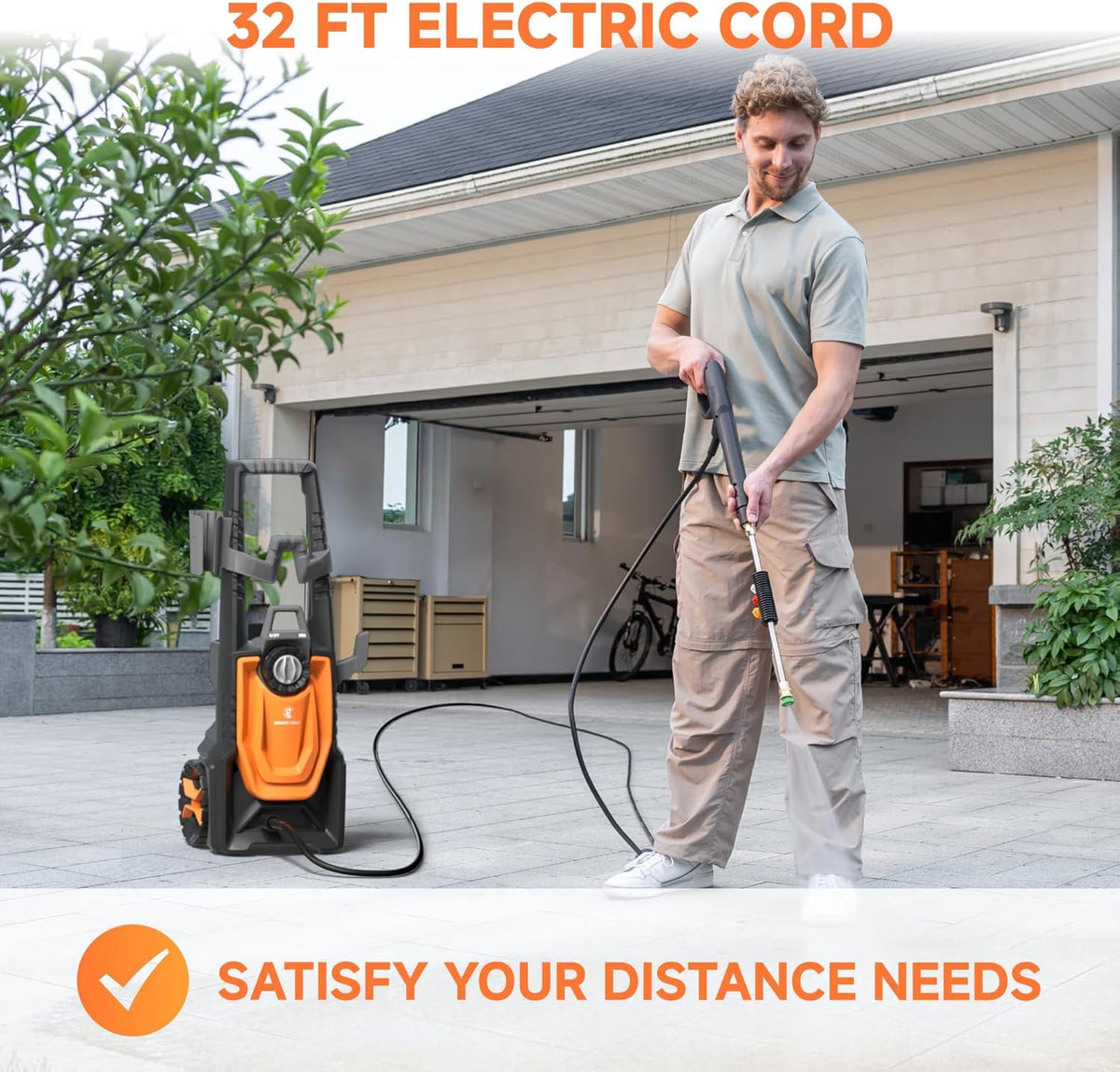 Giraffe Tools - Electric High Pressure Washer, Max 2400 PSI, 2.3 GPM Power Washer Portable, 20+32 Ft