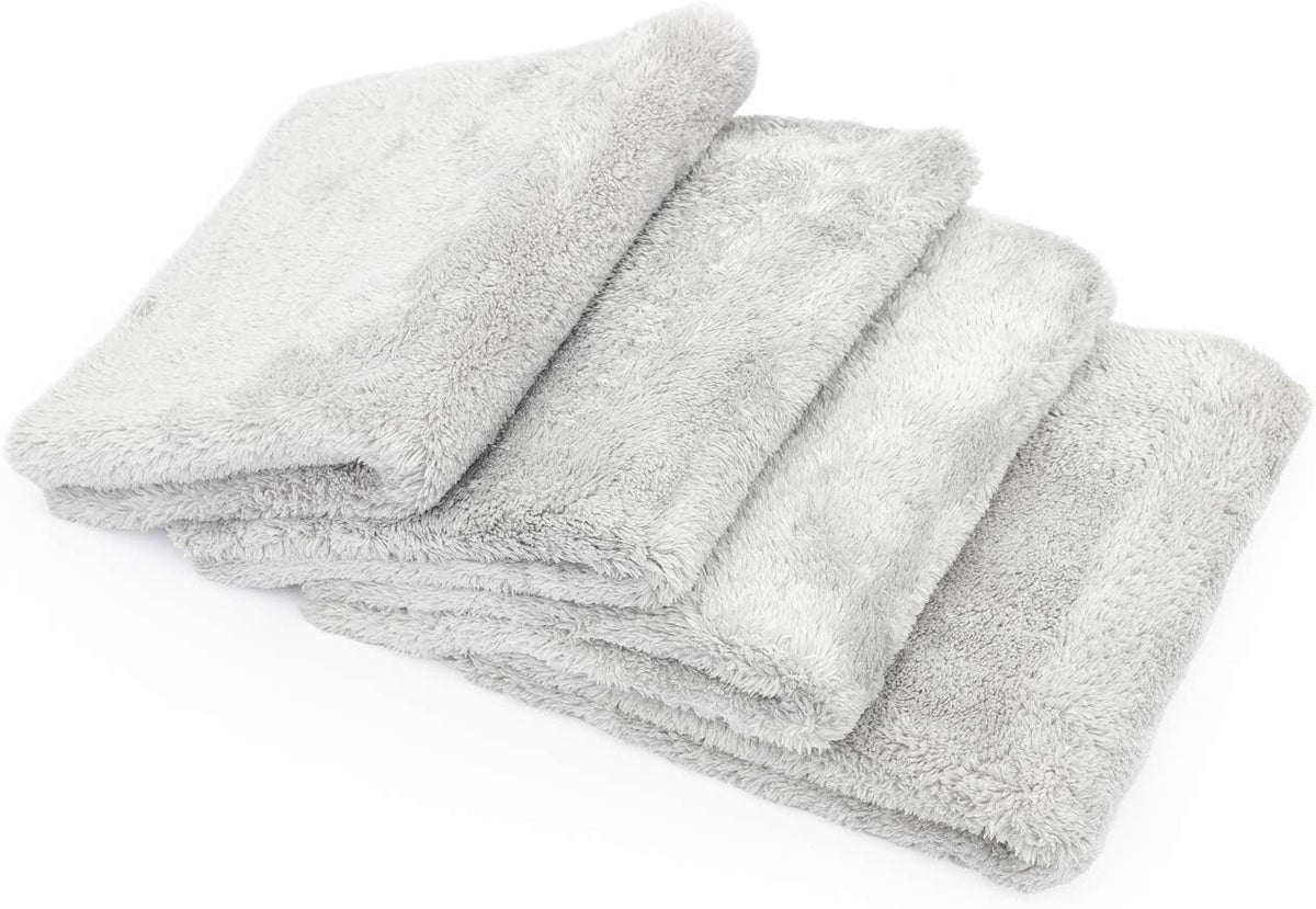 Plush Microfiber Detailing Towels (4-Pack) - Ice Grey