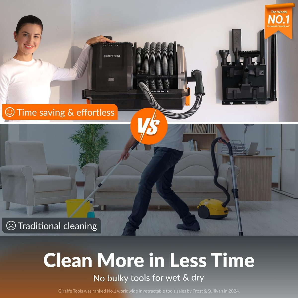 Giraffe Tools - Grandstorm Garage Vacuum Cleaner with Retractable 30FT Hose