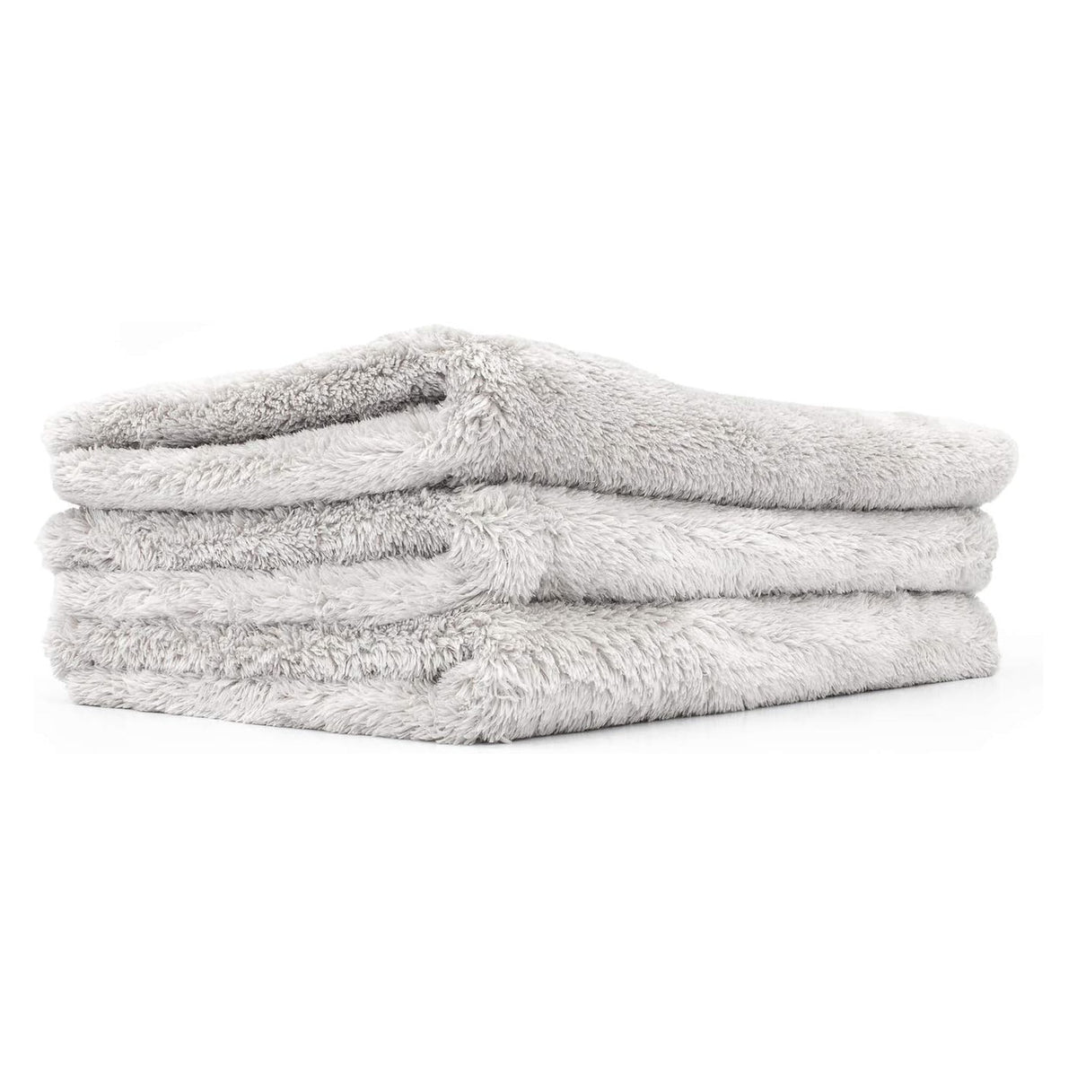 The Rag Company Super Plush Microfiber Detailing Towels, 16 x 24 in, Ice Grey, 3-Pack - full product photo