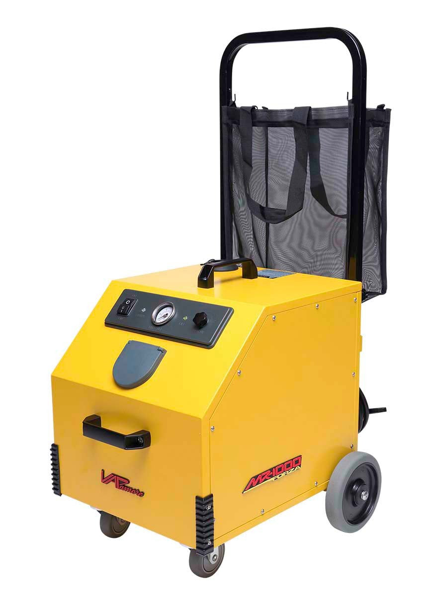 Vapamore MR-1000 Forza Steam Cleaner three-quarter view with carry basket and handle